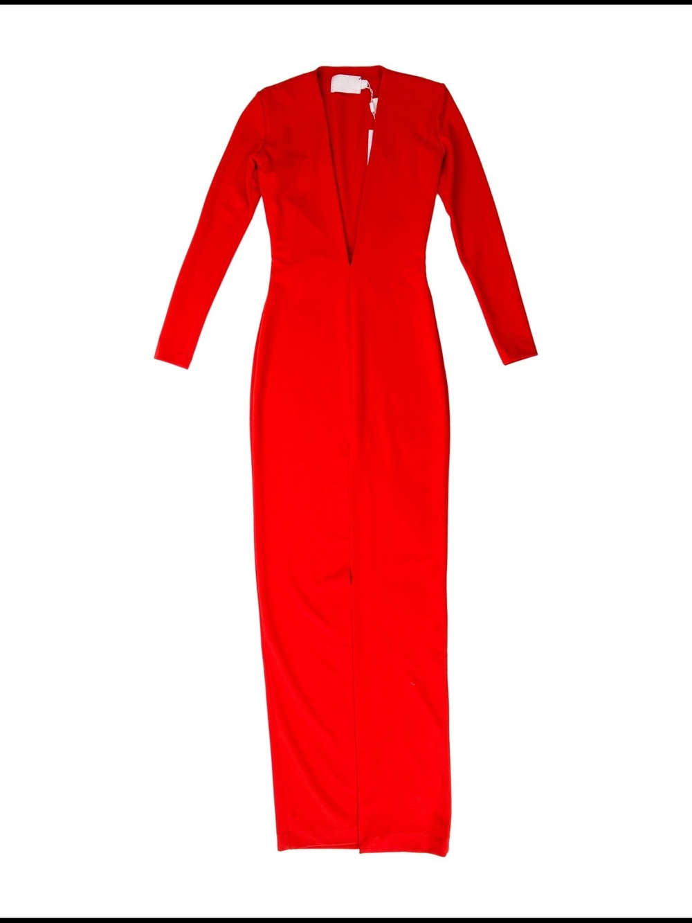 Solace London Red Long Sleeve Front Slit  Maxi Dress